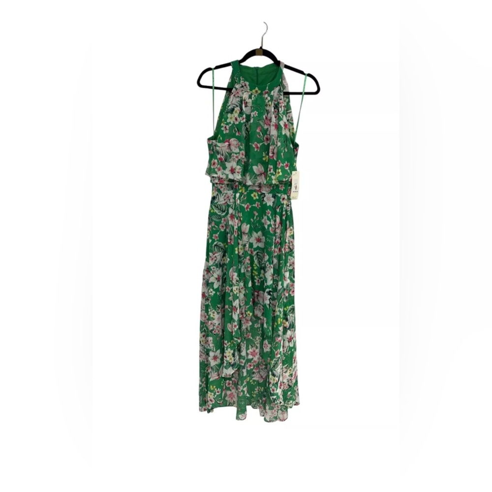 Eliza J Green Floral Halter Maxi Dress